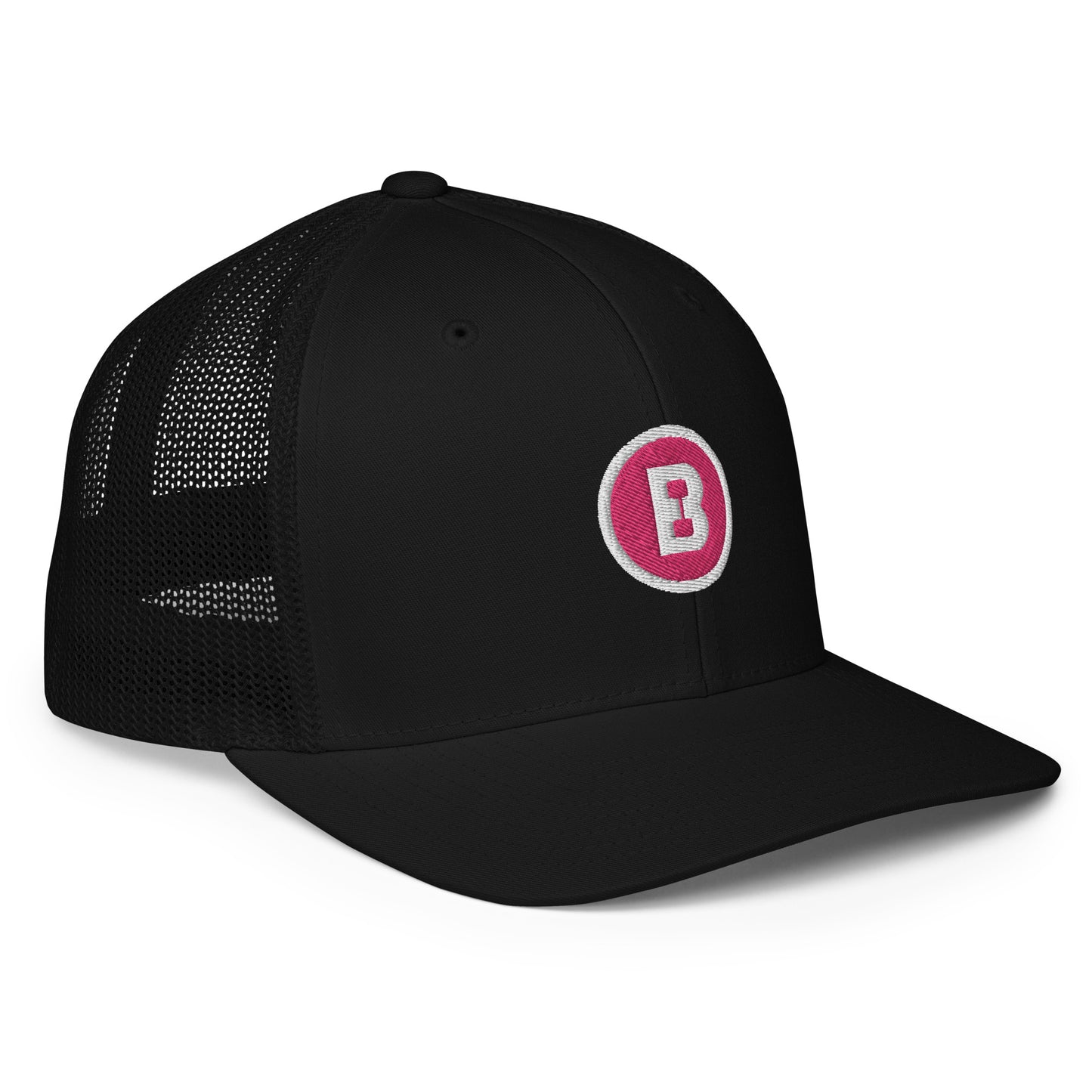 Pink B Closed-back trucker cap