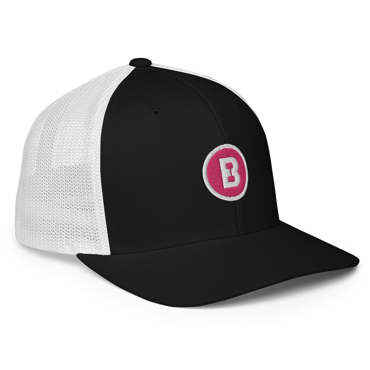 Pink B Closed-back trucker cap