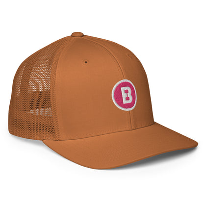 Pink B Closed-back trucker cap