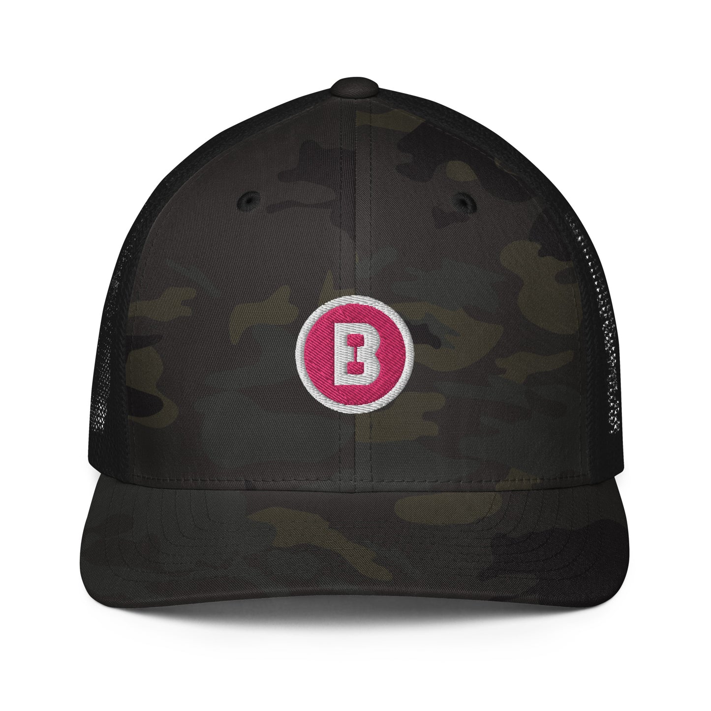 Pink B Closed-back trucker cap