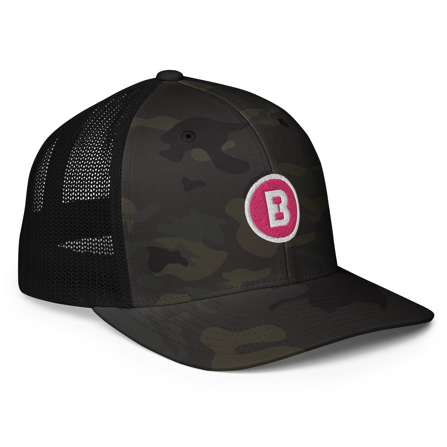 Pink B Closed-back trucker cap