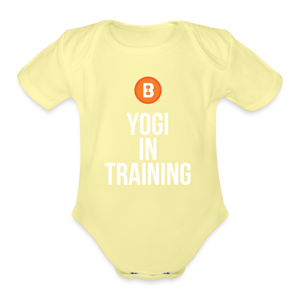 Organic Short Sleeve Baby Bodysuit - washed yellow